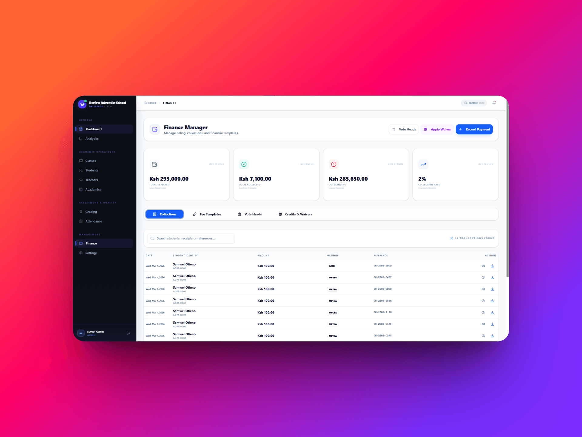 Screenshot 1 — GradeHub - Enterprise SaaS Platform