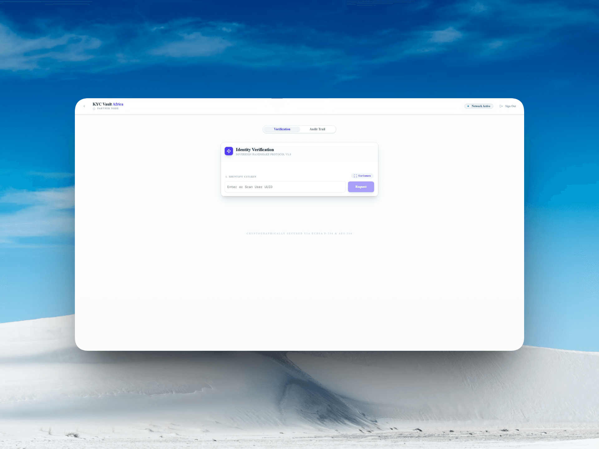 Screenshot 1 — KYC Vault Africa - Sovereign Identity Infrastructure